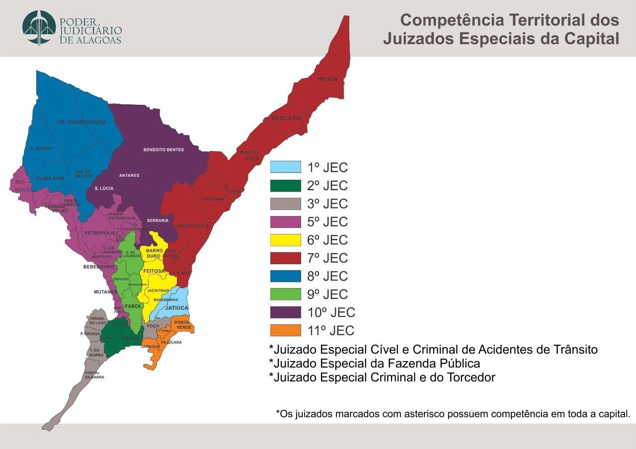 Mapa dos juizados da capital